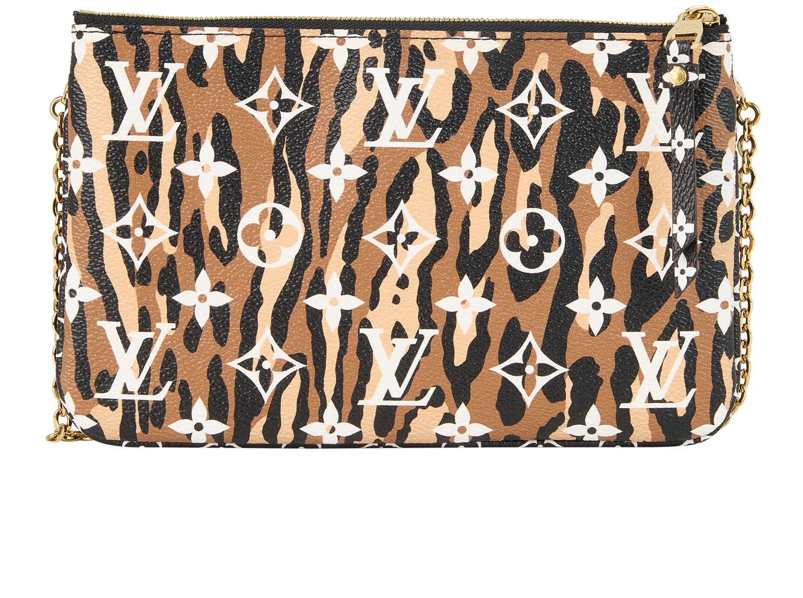 Jungle Double Zip Pochette, &pound;1,200, Handbags, Black, Leather, Back view